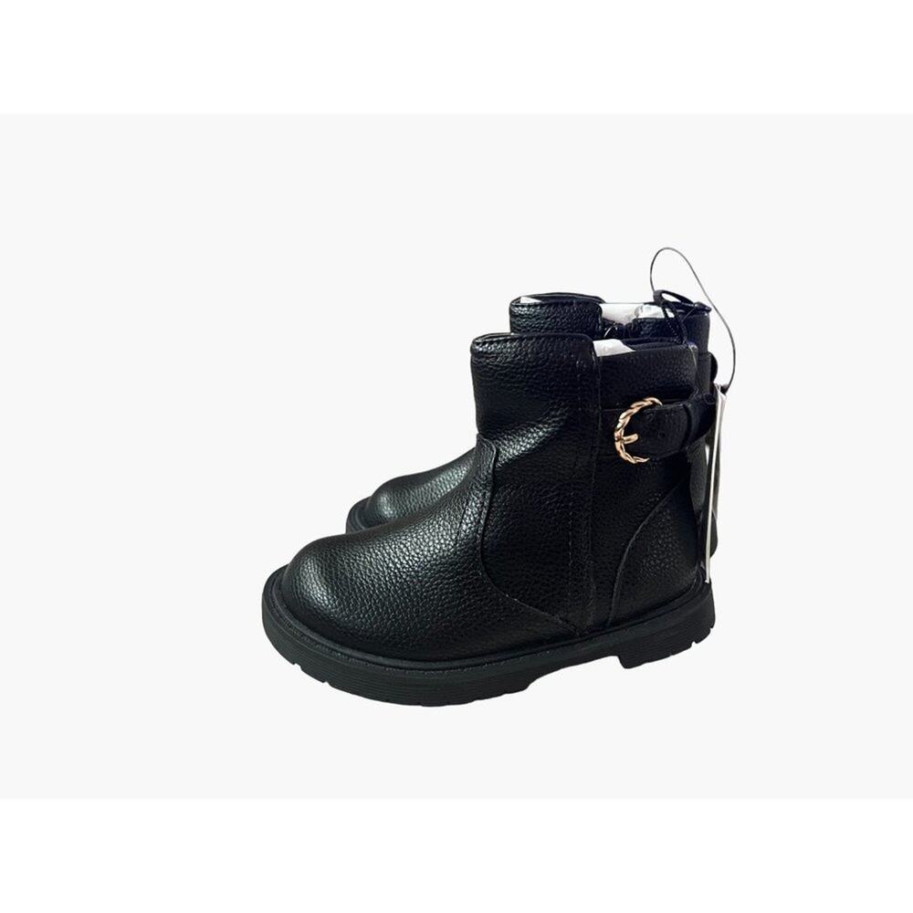 Baby GAP Pebbled Leather Boot Size 7 Girls Gold Buckle Hardware Side Zip for eas